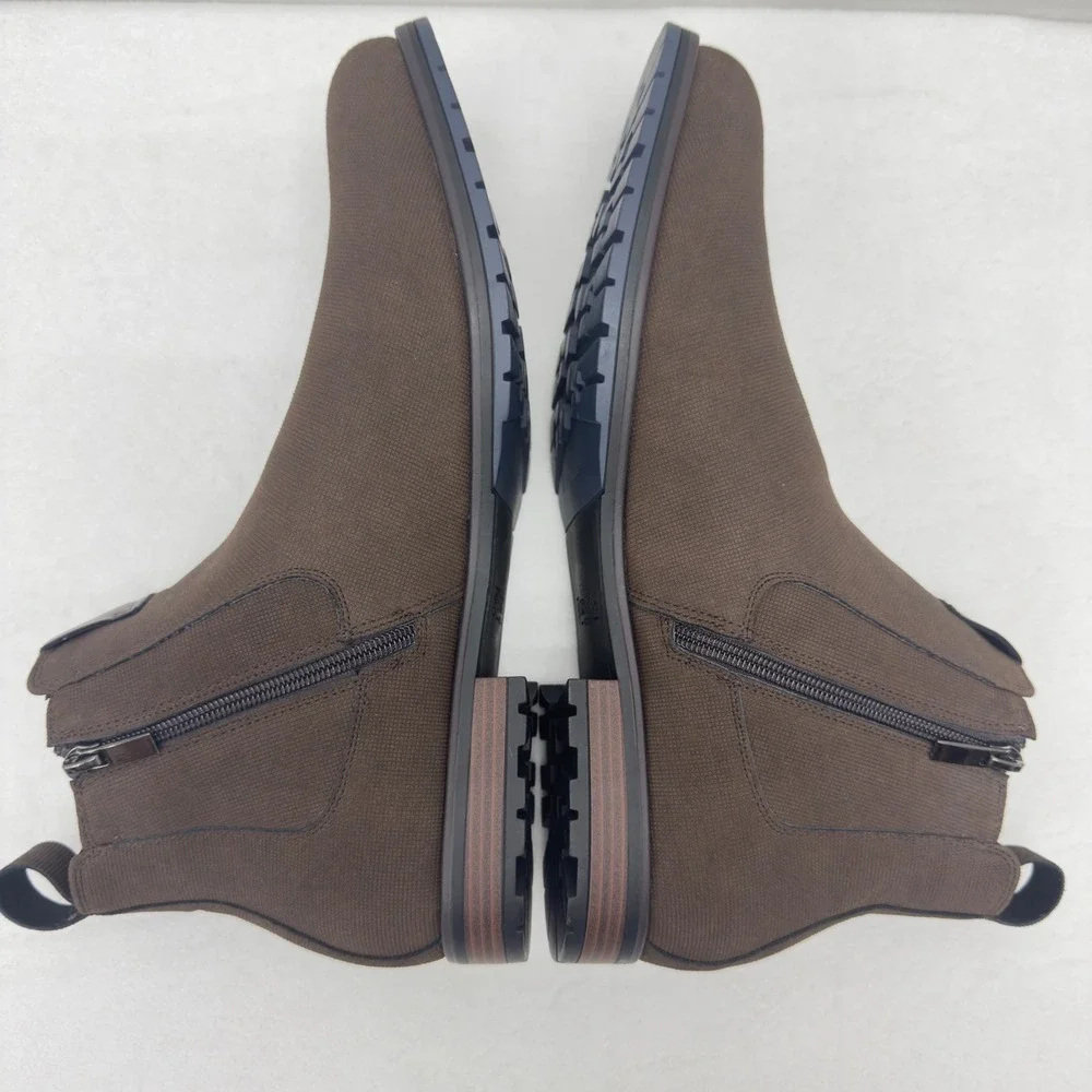 Stacy Adams Oakhurst‎ Chelsea Boots Brown Fabric Side Zipper Mens Size 13M